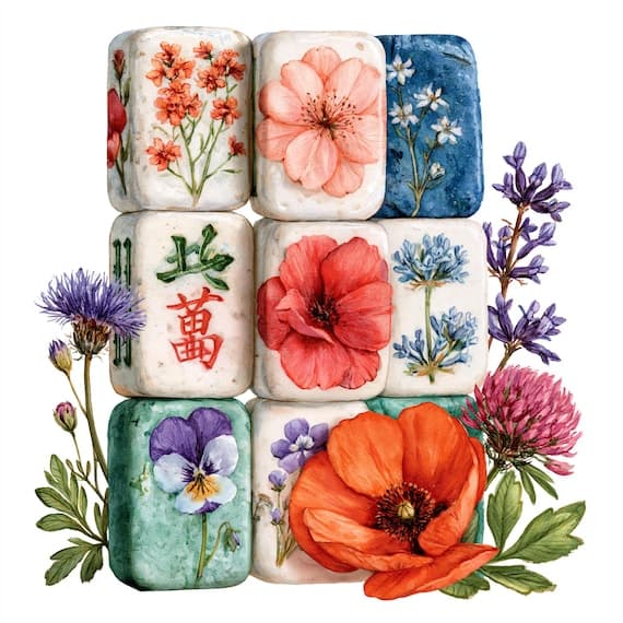 20 Whimsical Mahjong Clipart PNG β watercolor clipart transparent PNG instant download