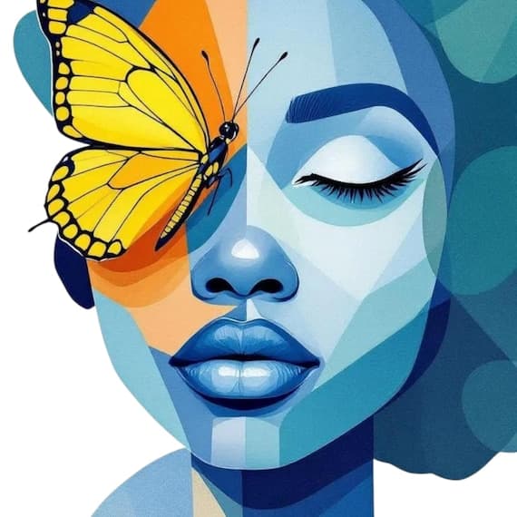 Afro Girl Butterfly PNG, African American Floral Art, Sublimation Clip β view 3 β watercolor clipart transparent PNG instant download