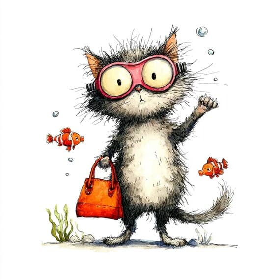 18 Whimsical Cat Clipart JPG β view 2 β watercolor clipart transparent PNG instant download