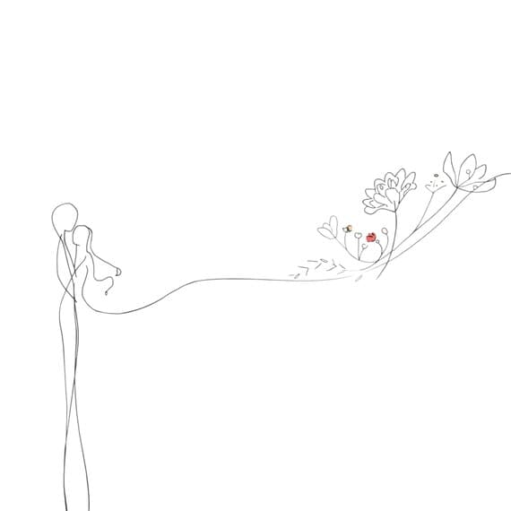 25 One Line Couple Floral Clip Art — view 4 — watercolor clipart transparent PNG instant download