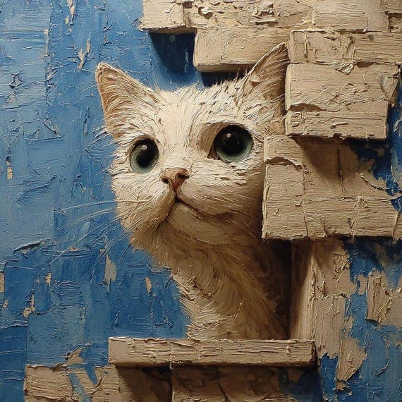 15 Peeking Textured Cat Art Clipart (JPG) β view 6 β watercolor clipart transparent PNG instant download