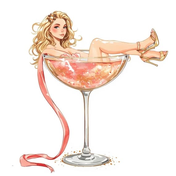 10 Champagne Girl Clipart , Fashion Glam Art ,Elegant png Graphics for β view 6 β watercolor clipart transparent PNG instant download