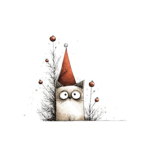 Funny Christmas Cat Clipart – Holiday Cats in Santa Hats (Digital Down — view 6 — watercolor clipart transparent PNG instant download