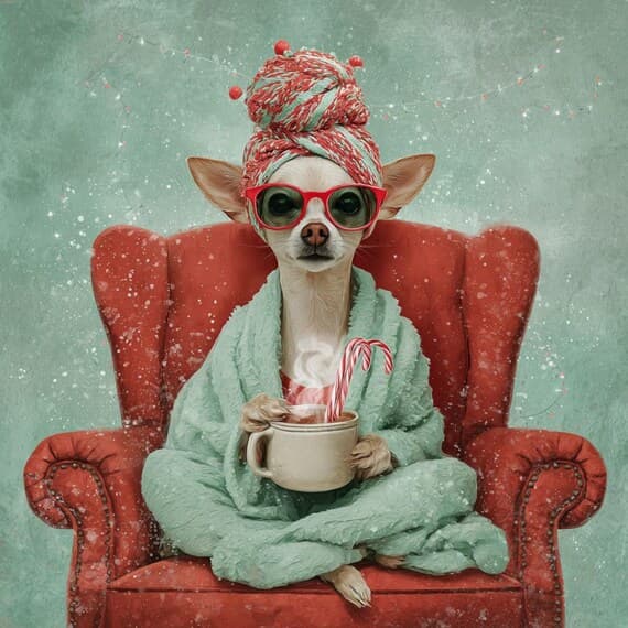 12 Christmas Chihuahua Clipart (JPG) β view 2 β watercolor clipart transparent PNG instant download