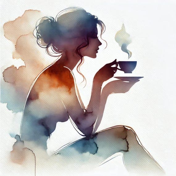 Watercolor Woman Coffee Art β view 8 β watercolor clipart transparent PNG instant download