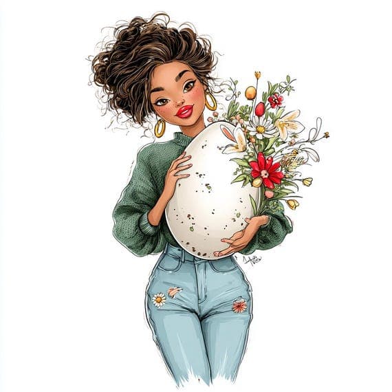 22 Easter Spring Girl Clipart, Watercolor, Floral Egg, Printable, Digi β view 7 β watercolor clipart transparent PNG instant download