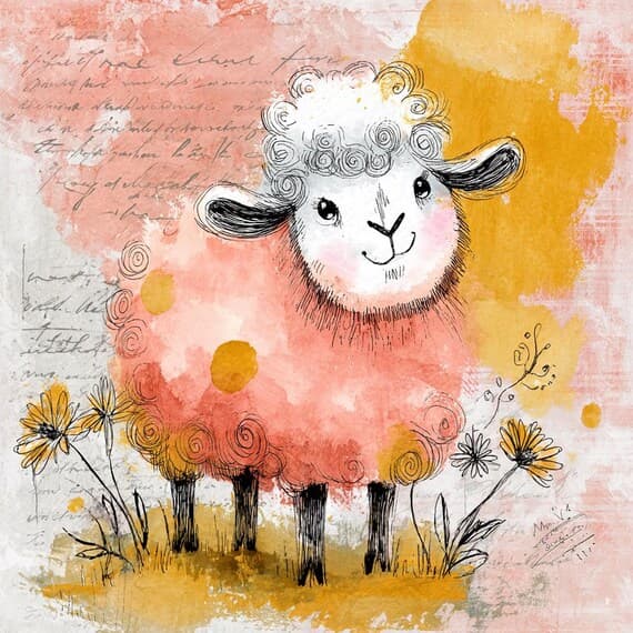 Rainbow Sheep Watercolor Clipart β view 8 β watercolor clipart transparent PNG instant download