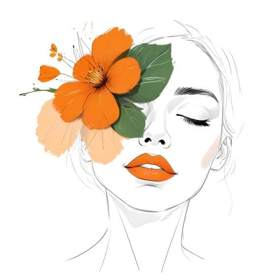 10 Floral Woman Faces β watercolor clipart transparent PNG instant download