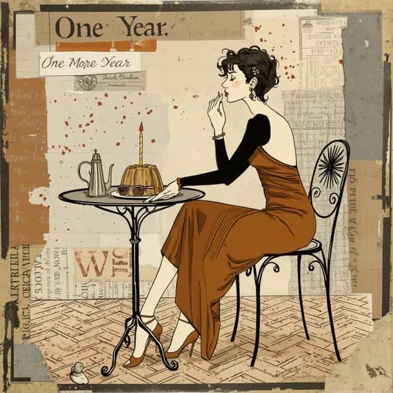 20 Vintage Birthday Woman Art , Printable Retro Card Set , Wall Decor β view 6 β watercolor clipart transparent PNG instant download