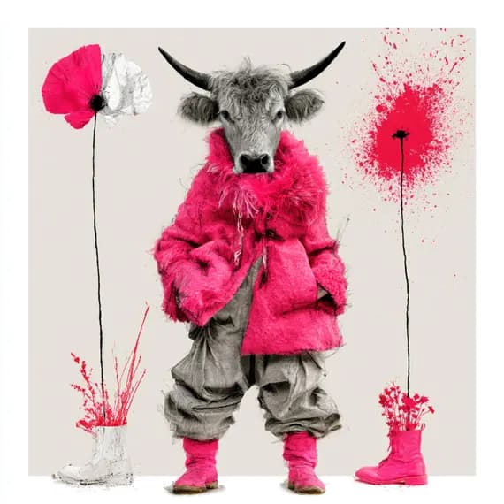 16 Quirky Bull Clipart PNG β view 2 β watercolor clipart transparent PNG instant download