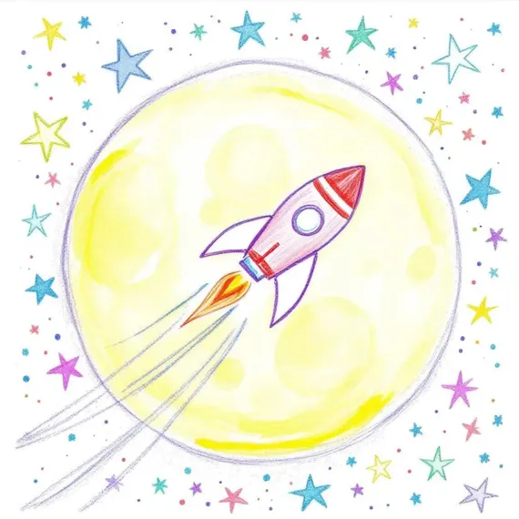 10 Moon & Rocket Clipart (JPG) β view 7 β watercolor clipart transparent PNG instant download