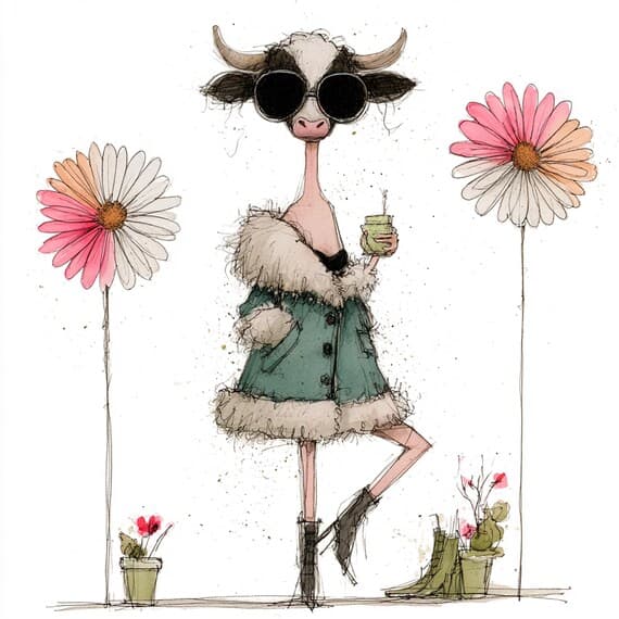 17 Whimsical Bull Clipart PNG β view 6 β watercolor clipart transparent PNG instant download
