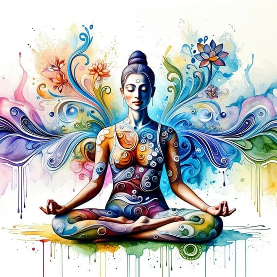 Watercolor Meditation Woman Clipart β view 2 β watercolor clipart transparent PNG instant download