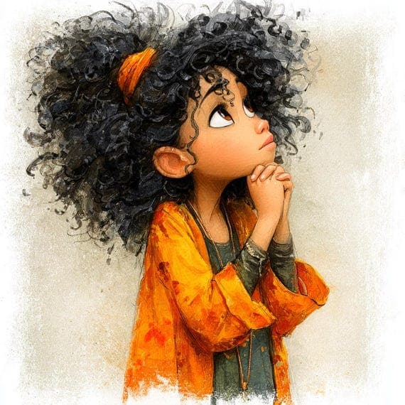 20 Whimsical Praying Afro Angel Girl PNG Clipart, Black Angel Illustra β view 5 β watercolor clipart transparent PNG instant download