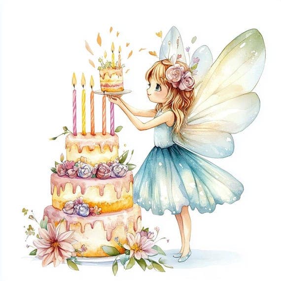Birthday Cake Fairy Clipart, Watercolor PNG Designs (Digital Download) β view 7 β watercolor clipart transparent PNG instant download