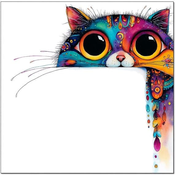20 Quirky Cat Stationery Pages β view 8 β watercolor clipart transparent PNG instant download