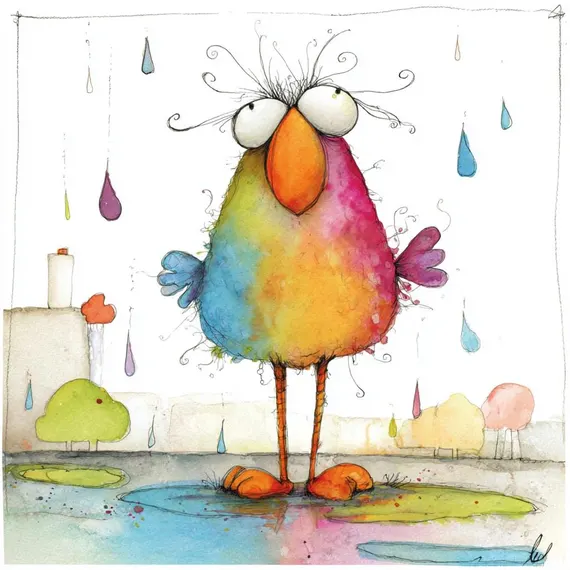 20 Quirky Rainy Bird PNG Clipart, Colorful Watercolor Bird Illustratio β view 6 β watercolor clipart transparent PNG instant download