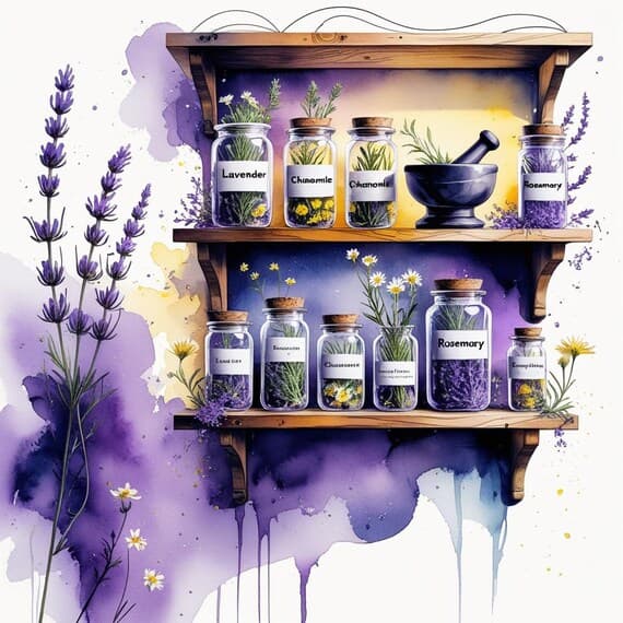 Herbal Apothecary Shelf Clipart Set β view 2 β watercolor clipart transparent PNG instant download