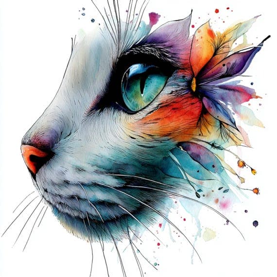 40 Watercolor Cat Portrait Clipart JPG Printable Wall Art Feline Paint β view 4 β watercolor clipart transparent PNG instant download