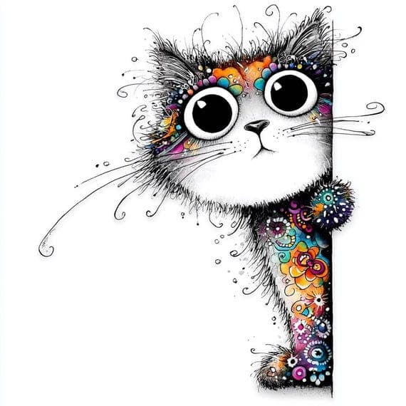 20 Quirky Cat Stationery Pages β view 6 β watercolor clipart transparent PNG instant download