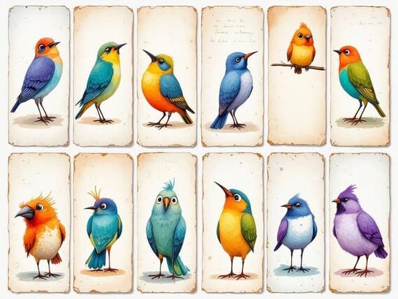 Vintage Bird Ephemera, Printable Bird Cards, Junk Journal Tags (Digita β view 6 β watercolor clipart transparent PNG instant download