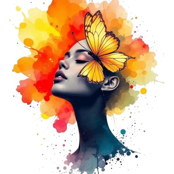 Floral Woman Face Clipart Bundle – Watercolor & Line Art (Digital Down — view 4 — watercolor clipart transparent PNG instant download