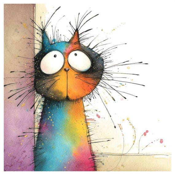 25 Peeking Galaxy Cats Clipart (JPG) – Funny Quirky Cosmic Cat Faces f — view 6 — watercolor clipart transparent PNG instant download