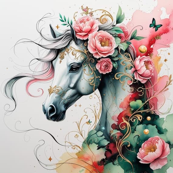 15 Watercolor Fantasy Horses Clip Art โ watercolor clipart transparent PNG instant download