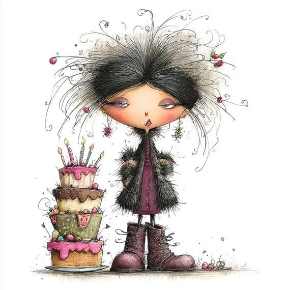 18 Whimsical Birthday Girl Clipart (JPG) β watercolor clipart transparent PNG instant download