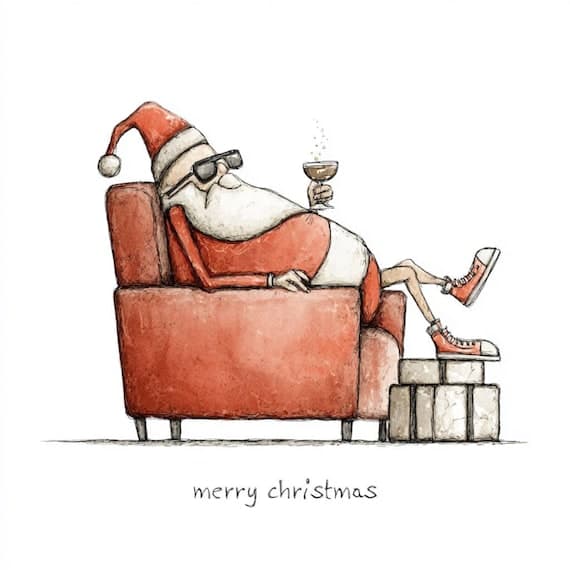 15 Quirky Merry Christmas Santa Clipart (JPG) β view 4 β watercolor clipart transparent PNG instant download
