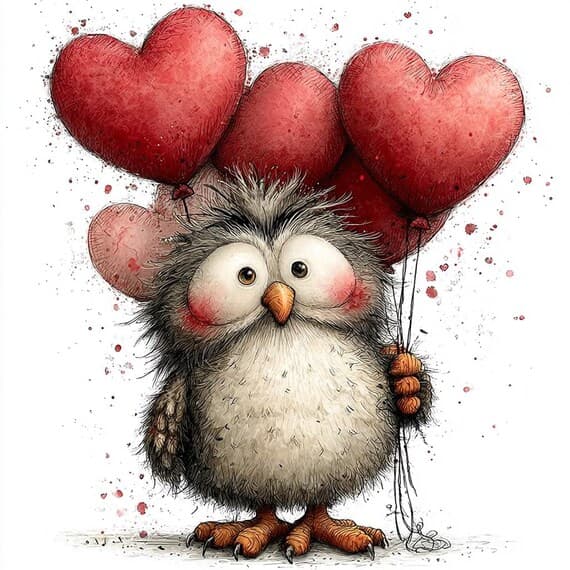 35 Valentine Animal Clipart Heart Balloon Graphics Junk Journal Card M — view 6 — watercolor clipart transparent PNG instant download