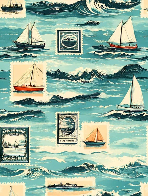 Vintage Nautical Seamless Pattern Set – 15 Digital Designs for Crafts — view 7 — watercolor clipart transparent PNG instant download