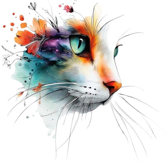 Watercolor Floral Cat eye Clipart β view 3 β watercolor clipart transparent PNG instant download