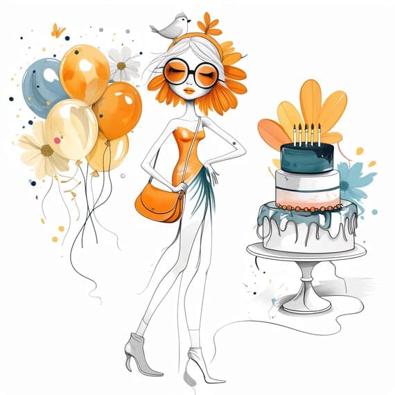 Watercolor Birthday Girl Clipart β view 3 β watercolor clipart transparent PNG instant download
