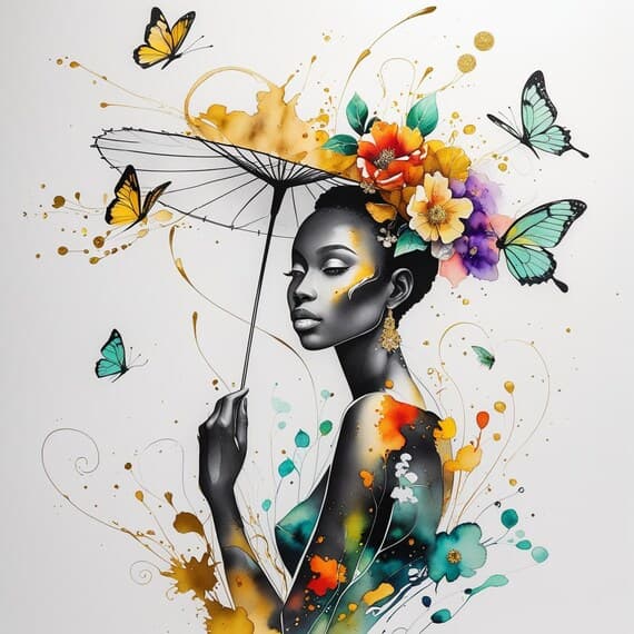 Black Woman Watercolor Clipart β view 7 β watercolor clipart transparent PNG instant download