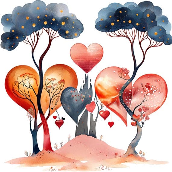 Watercolor Heart Tree Clipart β view 3 β watercolor clipart transparent PNG instant download