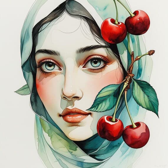 20 Floral Woman Portrait Art β view 7 β watercolor clipart transparent PNG instant download