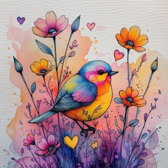 17 Watercolor Birds and Flowers Clipart β view 6 β watercolor clipart transparent PNG instant download
