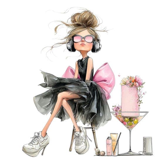 20 Fashion Birthday Girl Clipart (JPG) — watercolor clipart transparent PNG instant download