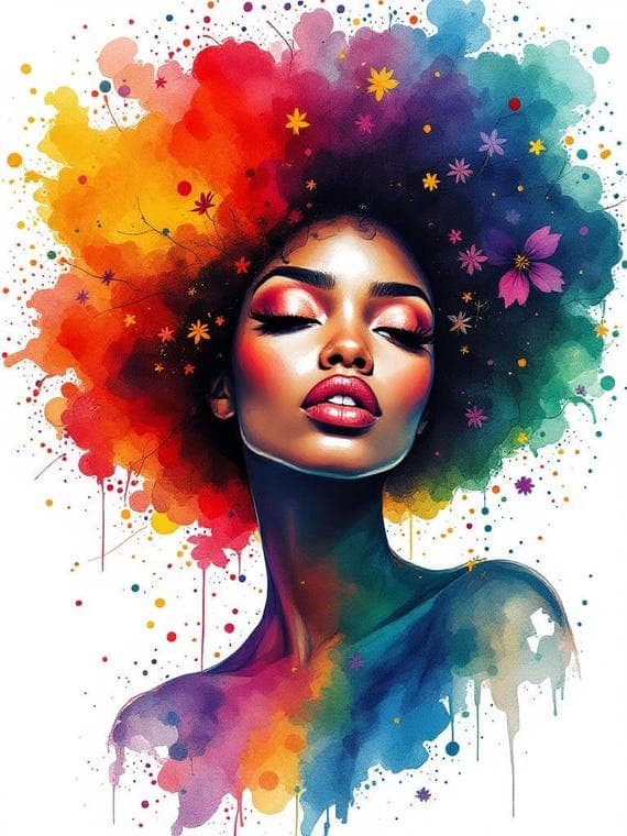 Black Women Watercolor Clip Art β view 4 β watercolor clipart transparent PNG instant download