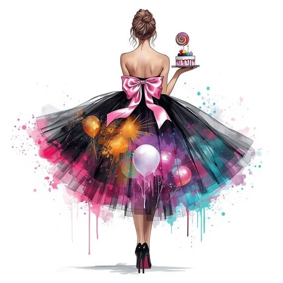 Fashion Party Girl Art , 15 Watercolor Woman Prints for Elegant Decor β view 8 β watercolor clipart transparent PNG instant download