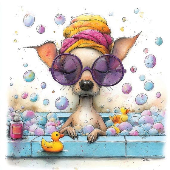 Funny Chihuahua Bath Clipart β view 4 β watercolor clipart transparent PNG instant download