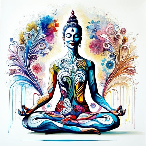 Watercolor Meditation Woman Clipart β view 3 β watercolor clipart transparent PNG instant download