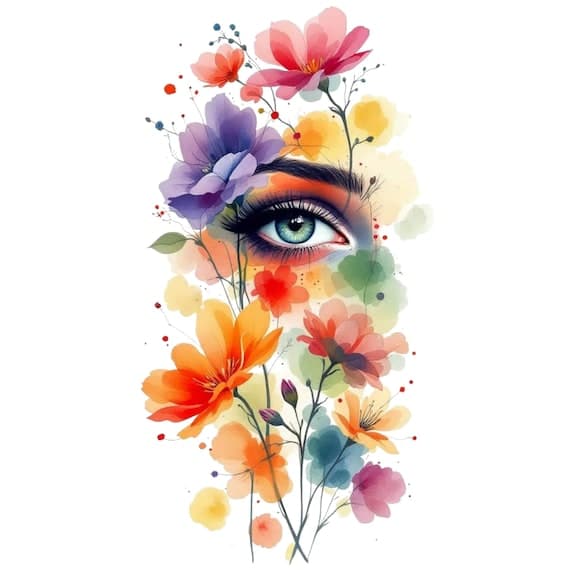 Abstract Floral Eye Clipart, Watercolor PNGs (Digital Download) β view 7 β watercolor clipart transparent PNG instant download