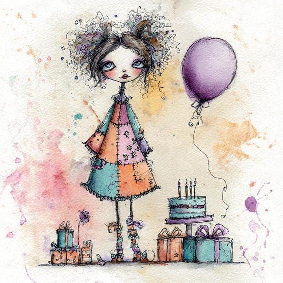 Watercolor Birthday Girl Clipart β view 8 β watercolor clipart transparent PNG instant download