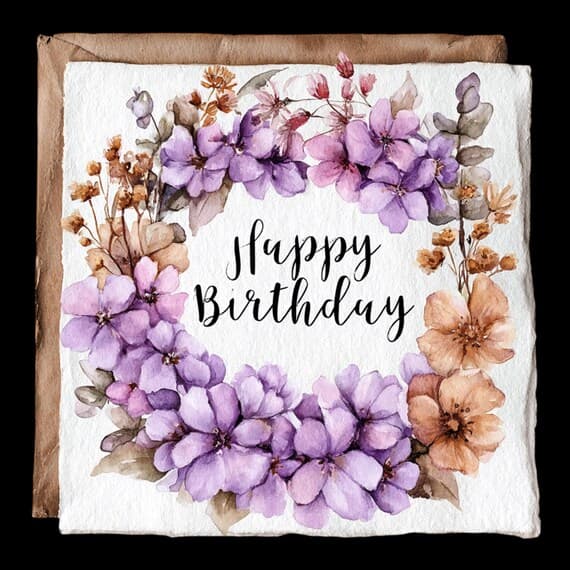10 Floral Wreath Birthday Card Clipart β view 5 β watercolor clipart transparent PNG instant download