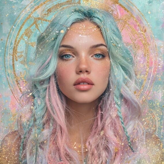 15 Silver Dream Oracle Woman Faces Clipart (JPG) – Celestial Pastel Go — view 2 — watercolor clipart transparent PNG instant download