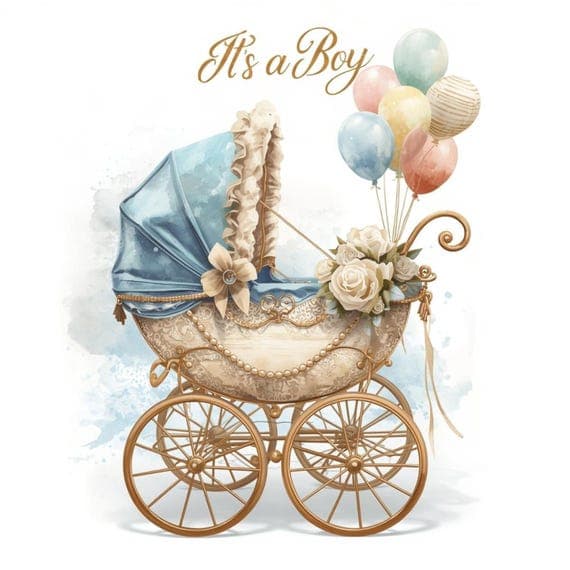 10 Vintage Pram Clipart β watercolor clipart transparent PNG instant download