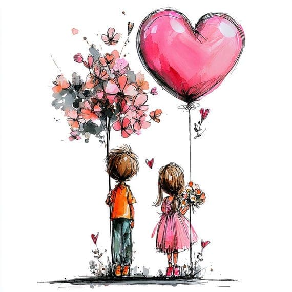 25 Whimsical Love Kids Clipart β view 5 β watercolor clipart transparent PNG instant download