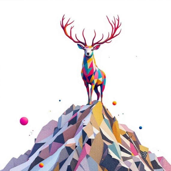 Abstract Deer Minimal , Printable lineart Watercolour , Wall art β view 3 β watercolor clipart transparent PNG instant download